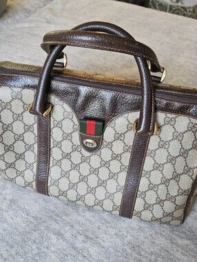 Gucci Boston Vintage Satchel Top Handle Monogram Canvas
